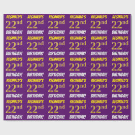 Paars, Faux/Imitation Gold, "22nd BIRTHDAY" Cadeaupapier
