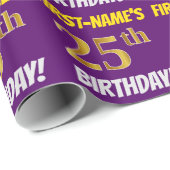 Paars, Faux/Imitation Gold, 25th BIRTHDAY Cadeaupapier (Rol Hoek)