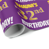 Paars, Faux/Imitation Gold, "32nd BIRTHDAY" Cadeaupapier (Rol Hoek)