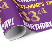 Paars, Faux/Imitation Gold, "33rd BIRTHDAY" Cadeaupapier (Rol Hoek)