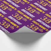 Paars, Faux/Imitation Gold, "38th BIRTHDAY" Cadeaupapier (Hoek)