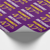 Paars, Faux/Imitation Gold, "47th BIRTHDAY" Cadeaupapier (Hoek)