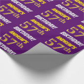 Paars, Faux/Imitation Gold, "57th BIRTHDAY" Cadeaupapier (Hoek)