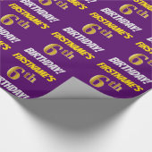 Paars, Faux/Imitation Gold, "6th BIRTHDAY" Cadeaupapier (Hoek)