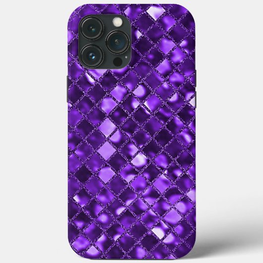 Paars Faux Mosaic Glass Case-Mate iPhone Case (Achterkant)