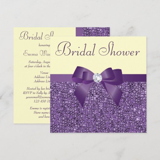 Paars Faux-sequins met ruw Vrijgezellenfeest Kaart (Voorkant / Achterkant)