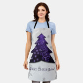 Paars feestelijk Schort met kerstbomen (Gedragen)