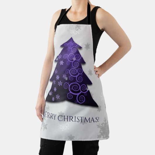 Paars feestelijk Schort met kerstbomen (Insitu)