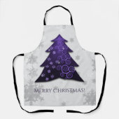 Paars feestelijk Schort met kerstbomen (Voorkant)