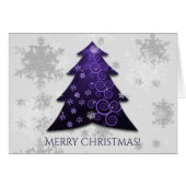 Paars feestelijk Wenskaart met kerstbomen (Voorkant Horizontaal)