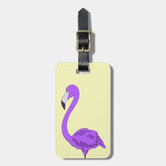 Paars Flamingo Bag Label Bagagelabel (Voorkant verticaal)