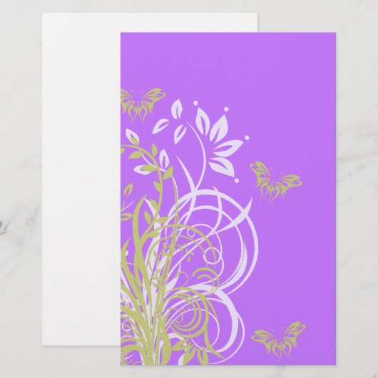 Paars flessenboek briefpapier (Voorkant / Achterkant)