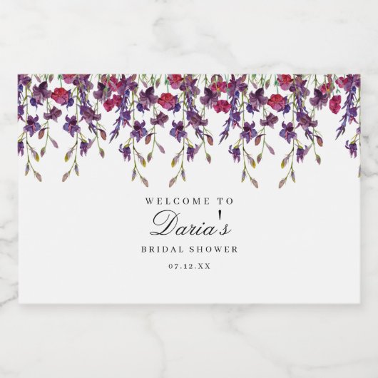 Paars flessenetiket likeurfles etiket (Enkel label)