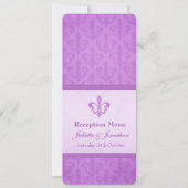 Paars Fleur De Lis bruiloftsreceptie dinermenu Kaart (Voorkant)