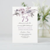  Paars Floral 75e verjaardag van de uitnodiging (Staand voorkant)