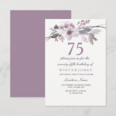  Paars Floral 75e verjaardag van de uitnodiging (Voorkant / Achterkant)