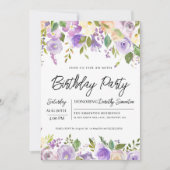  Paars Floral 80e verjaardag van de geboorte Kaart (Voorkant)