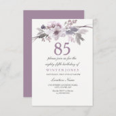 Paars Floral 85th Birthday Party Invite Kaart (Voorkant / Achterkant)