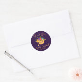 Paars Floral Afstuderen Klassieke ronde Sticker (Envelop)