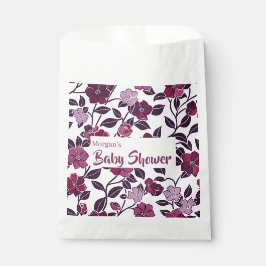 Paars Floral Baby shower Bedankzakje (Voorkant)