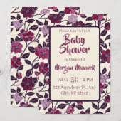 Paars Floral Baby shower Kaart (Voorkant / Achterkant)