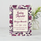 Paars Floral Baby shower Kaart (Staand voorkant)