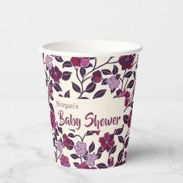 Paars Floral Baby shower Papieren Bekers