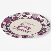 Paars Floral Baby shower Papieren Bordje (Gekanteld)
