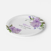 Paars Floral Baby shower Papieren Bordje (Gekanteld)