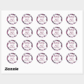 Paars Floral Baby shower Ronde Sticker (Vel)