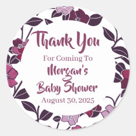 Paars Floral Baby shower Ronde Sticker