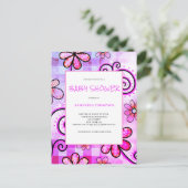 Paars Floral Baby shower Uitnodiging Briefkaart (Staand voorkant)