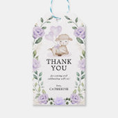 Paars Floral Baby shower van lente-Lamb Cadeaulabel (Voorkant)