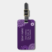 Paars Floral Bagagelabel (Voorkant verticaal)
