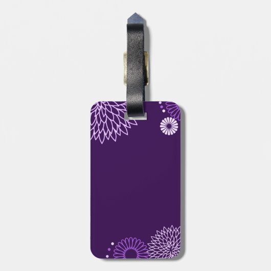Paars Floral Bagagelabel (Achterkant verticaal)