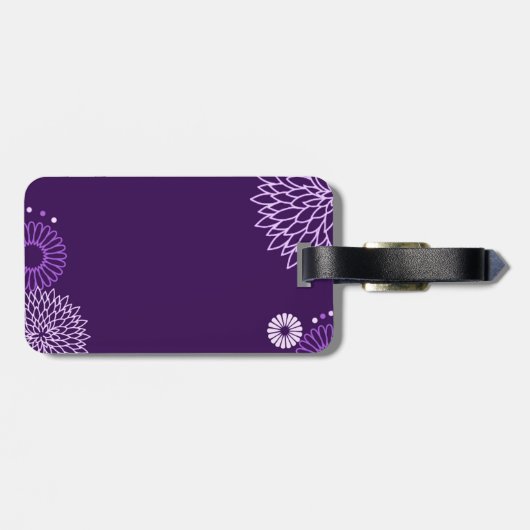 Paars Floral Bagagelabel (Achterkant horizontaal)