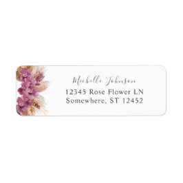 Paars Floral Boho Return Address Label
