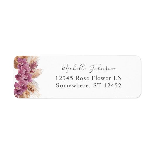 Paars Floral Boho Return Address Label (Voorkant)