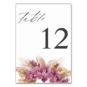 Paars Floral Boho-tabelnummer Kaart (Achterkant)