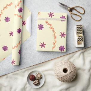  Paars Floral Botanisch Genderneutraal Cadeaupapier