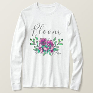  Paars Floral Bouquet Bloom Script T-shirt
