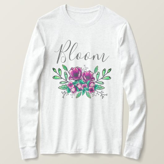 Paars Floral Bouquet Bloom Script T-shirt (Design voorkant)