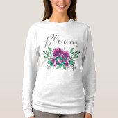 Paars Floral Bouquet Bloom Script T-shirt (Voorkant)