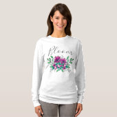Paars Floral Bouquet Bloom Script T-shirt (Voorkant volledig)