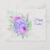  Paars Floral Bouquet Pasen Feestdagenkaart (Voorkant)