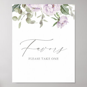 Paars Floral Butterfly Baby shower Favors Sign Poster