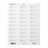 Paars Floral Butterfly Baby shower Return Address Etiket (Full Sheet)
