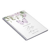Paars Floral Butterfly Girl Baby shower Guestbook Notitieboek (Rechterzijde)