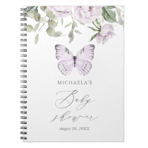 Paars Floral Butterfly Girl Baby shower Guestbook Notitieboek