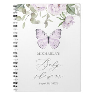 Paars Floral Butterfly Girl Baby shower Guestbook Notitieboek